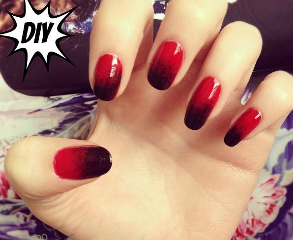 red and black ombre nails 