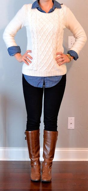 Layered shirt and sweater 