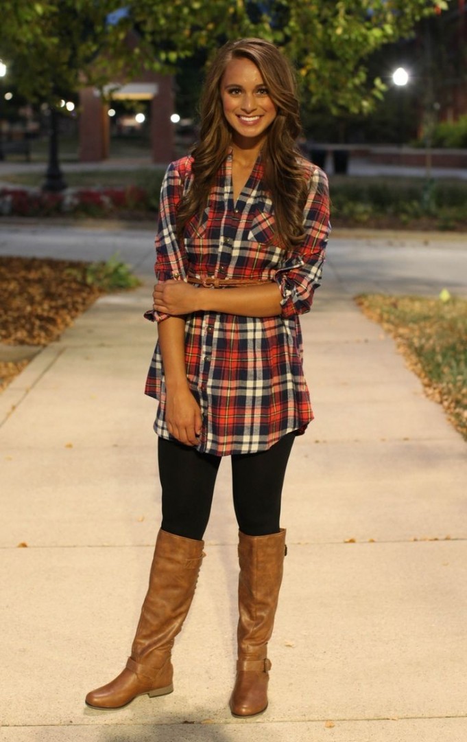 shirt dress and leggings