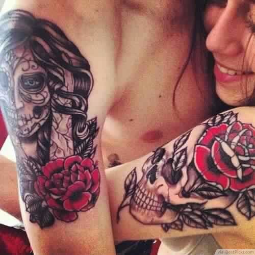 Share more than 74 day of the dead couple tattoos  incdgdbentre