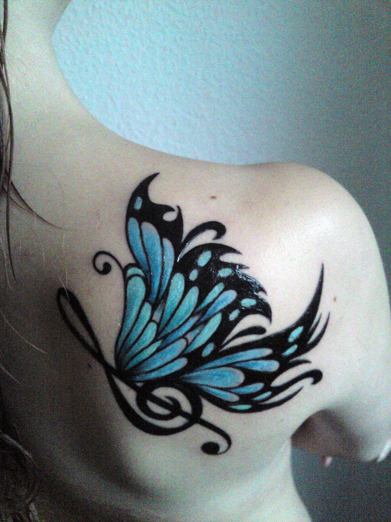 Musical Blue Butterfly Tattoo - FMag.com.