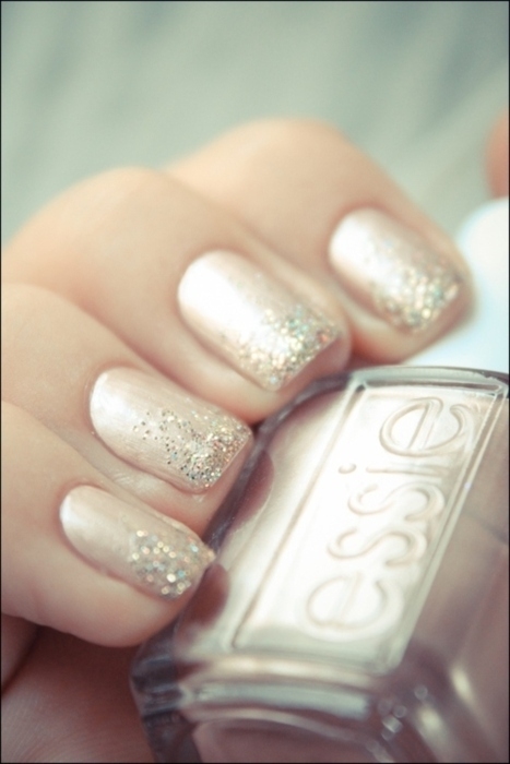 Pink Gold Glitter Ombre Nails 