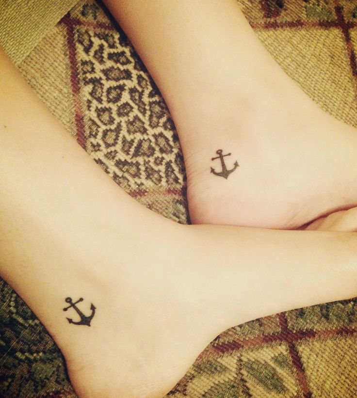 Hand poked anchor tattoo located on the ankle