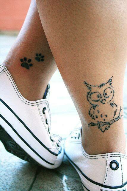 Small Outline Owl Tattoos