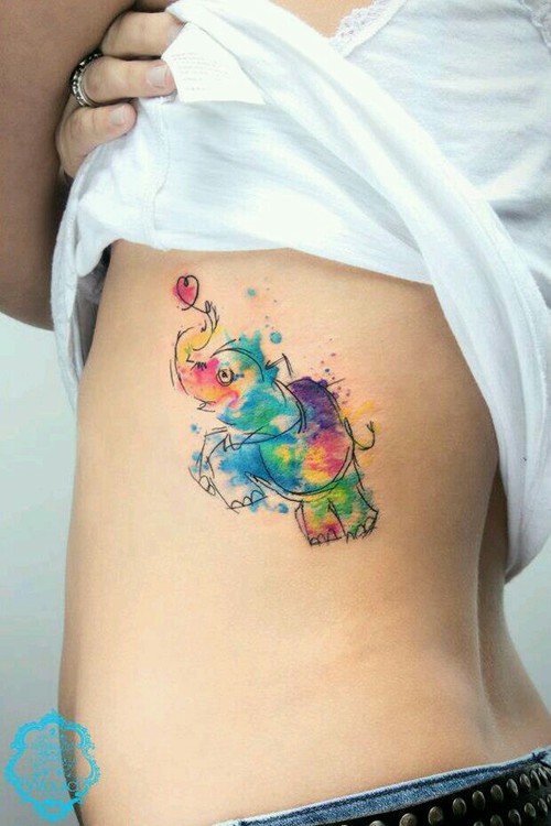 watercolor elephant tattoo  Green Fox Tattoo