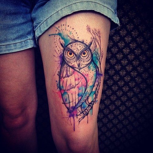 Beneath The Skin Tattoo  Blue watercolor owl by Olivia olivejarart   This was fun  and shes looking to do more stuff like this Text her  number 4843108745 to set up