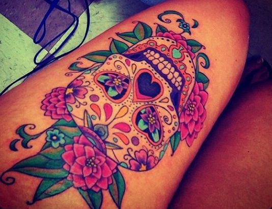 93 Creative Sugar Skull Tattoo Designs with Meanings Ideas and Celebrities   Body Art Guru