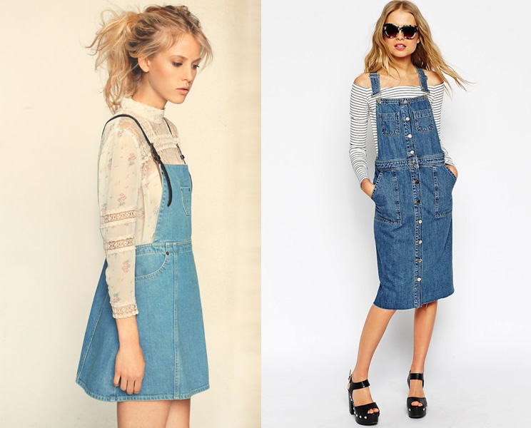 denim overall skirt outfit