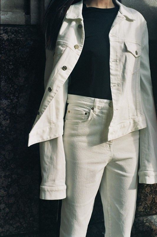 White Drop Shoulder Button-Down Vintage Denim Jacket – Lookbook Store