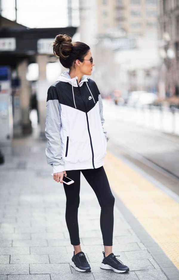 nike black white grey jacket