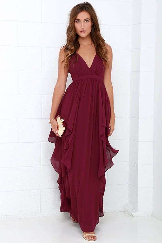burgundy flowy maxi dress