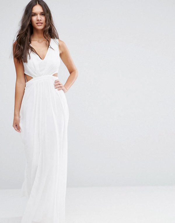 white dress with cut out sides