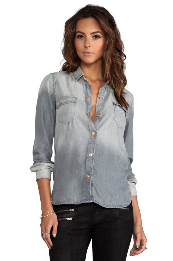 How to Style Grey Denim Shirt: Outfit ...