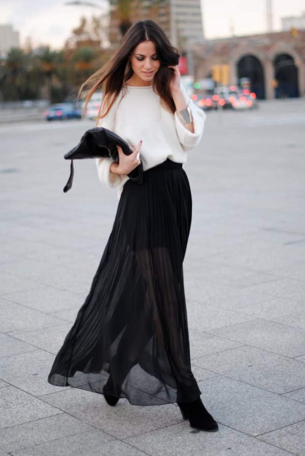sweater and long skirt outfit