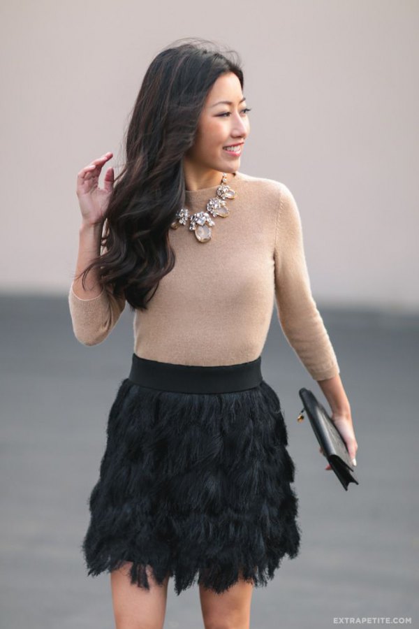 pink and black skirt outfit
