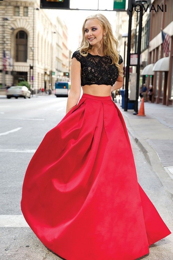 crop top with flared skirt