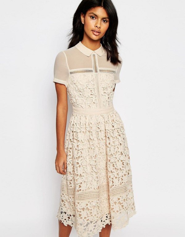 How to Wear Cream Lace Dress: 15 Lovely ...