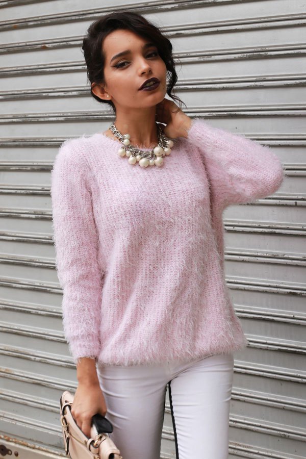 Outfit with Pink Sweater, 20 Ways to Style Pink Sweaters