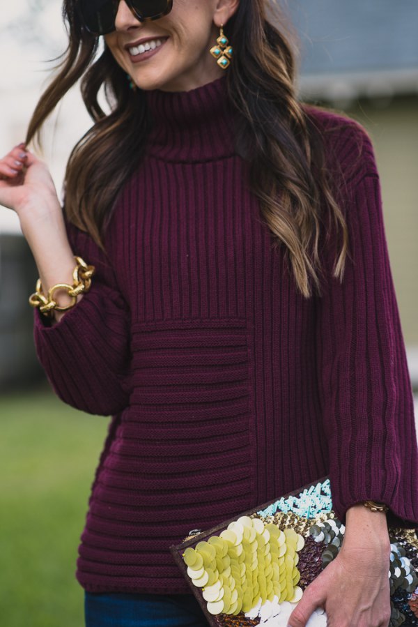 purple jumper outfit