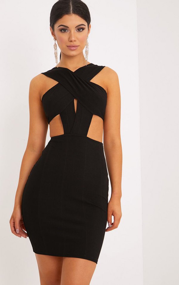 black bandage bodycon dress