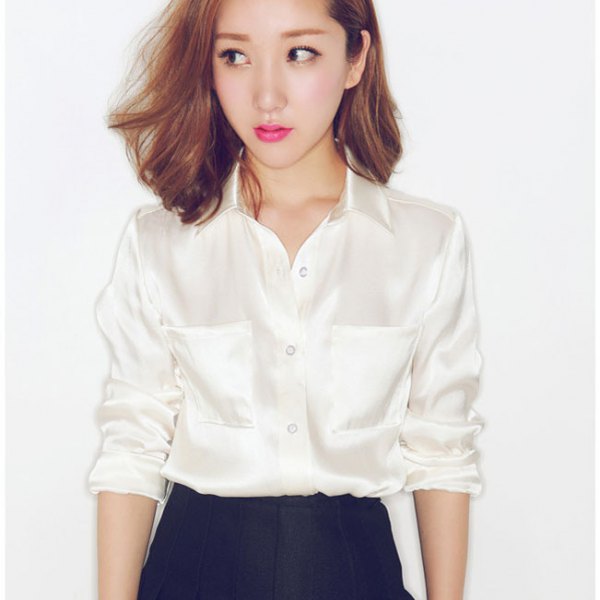 Houzhou Sexy Slim Basic White Shirt Women Tunics Vintage Cute Korean Style  Long Sleeve School Shirt Girls Casaul Jk Uniform Tops  Women Shirt   AliExpress