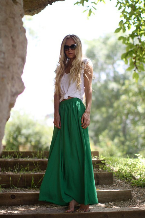 Buy Green Maxi Skirt Online In India  Etsy India