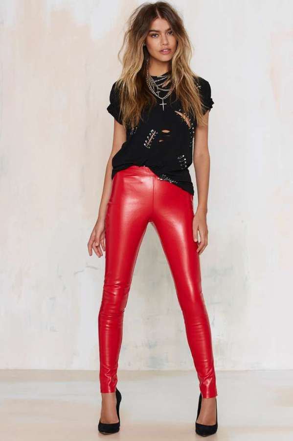 fitted leather pants