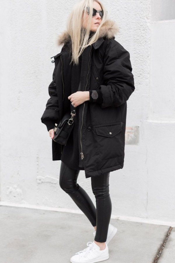 Best 13 Black Coat With Fur Hood Outfit, Black Coat With White Fur Hood