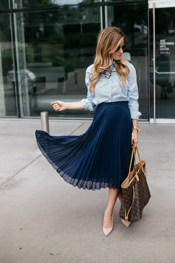 Actualizar 98 Imagen Navy Blue Midi Skirt Outfit Abzlocalmx 7788