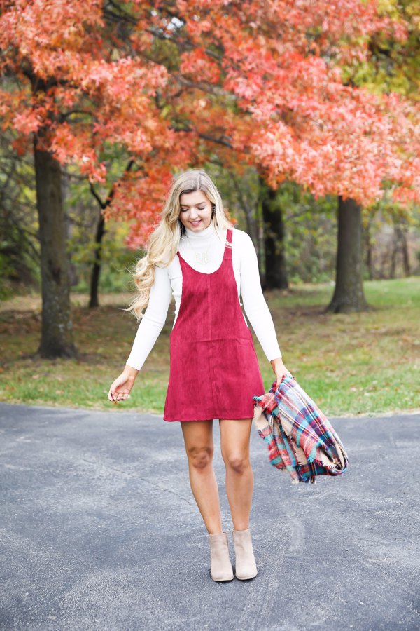 red sweater swing dress