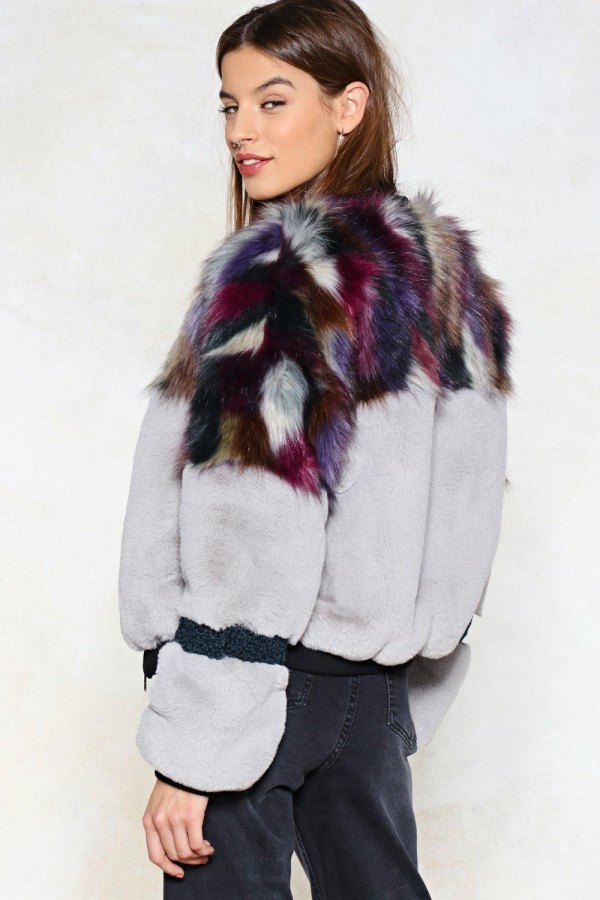 faux fur bomber jacket women's
