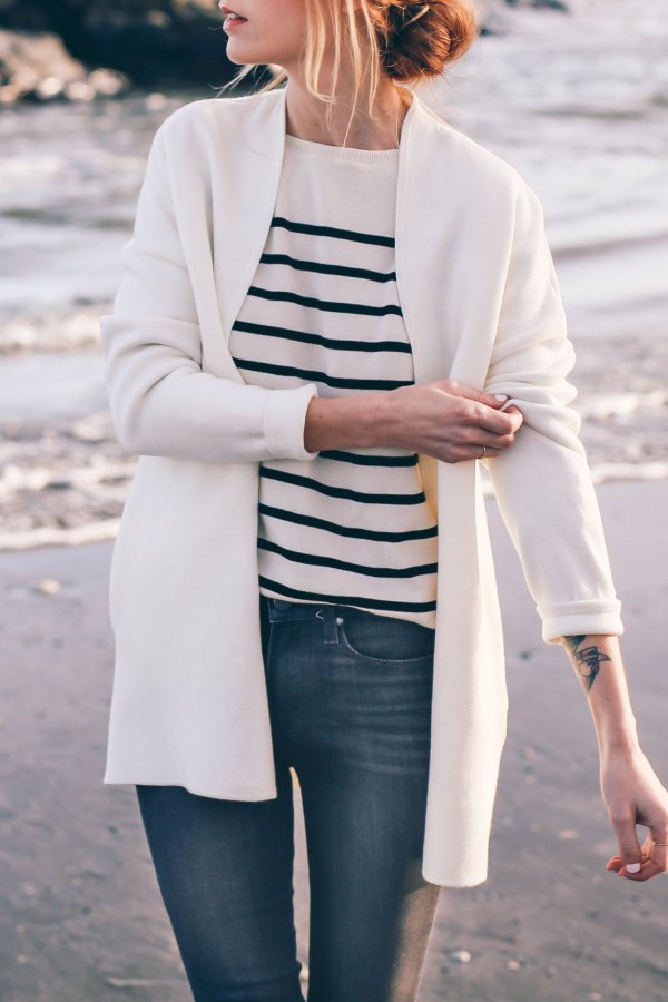 white cardigan outfit summer